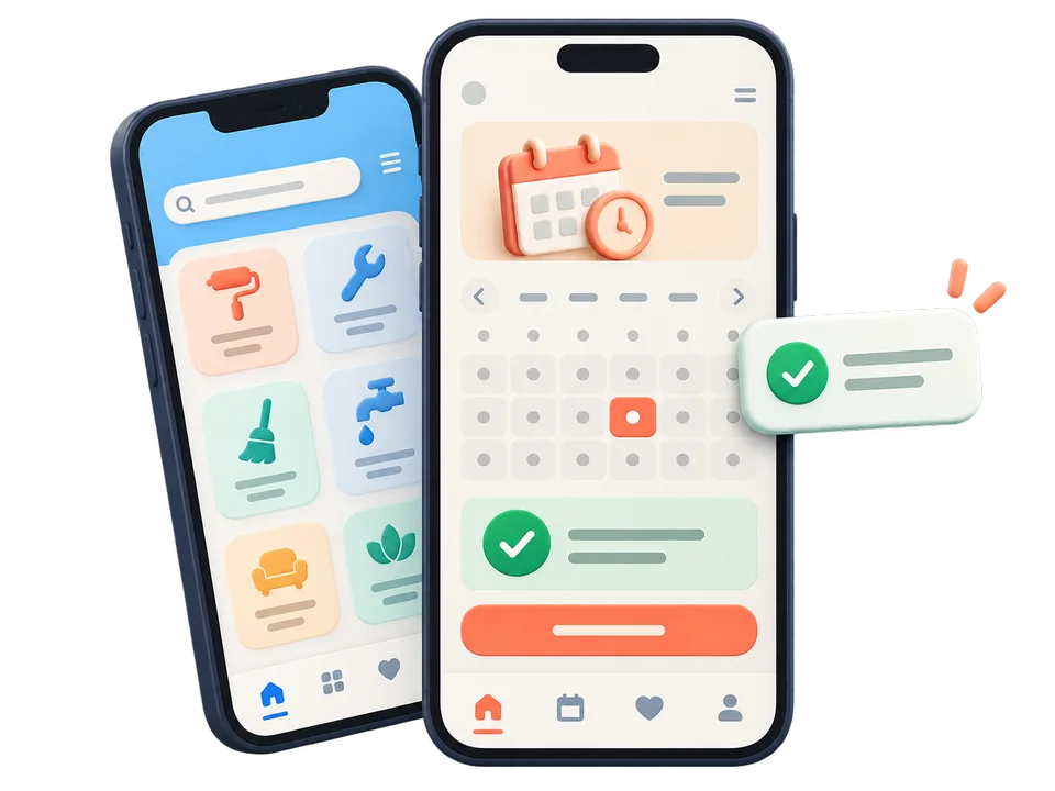 Mobile service app and booking calendar