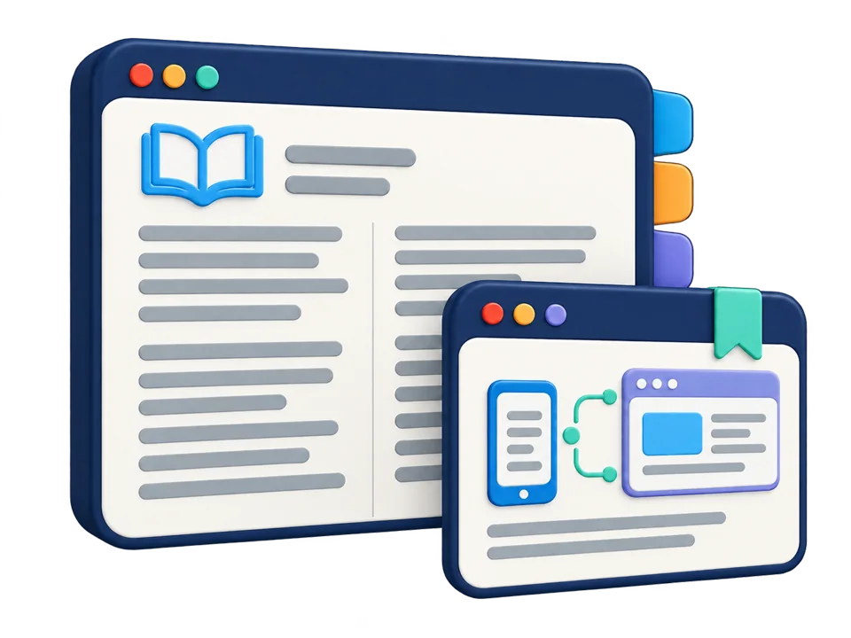 Digital guide showing the relationship between a website and an app
