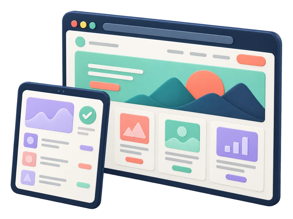Concept view of website design and a digital product interface