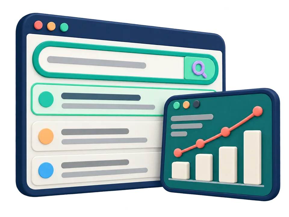 Website search and a conceptual chart of search visibility